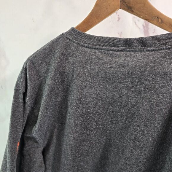 Carhartt T Shirt Mens Large Dark Grey Orange Original Fit Long Sleeve Spellout - Picture 6 of 11